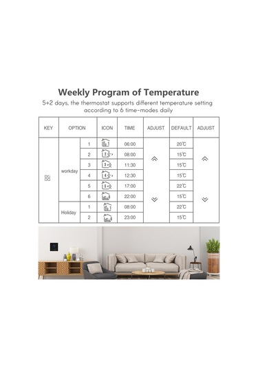 Fosenze Su Isıtması İçin Akıllı Termostat - Lcd Ekran, 5+2 Haftalık Programlama, 1 C Doğruluk, 90-240v, 5-60 C Ayar Aralığı