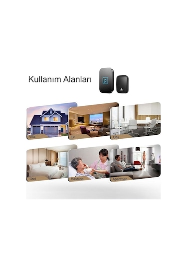 Hymark Kablosuz Led Kapı Zili 1 Buton 1 Zil 1 Koruyucu Kapak Pil
