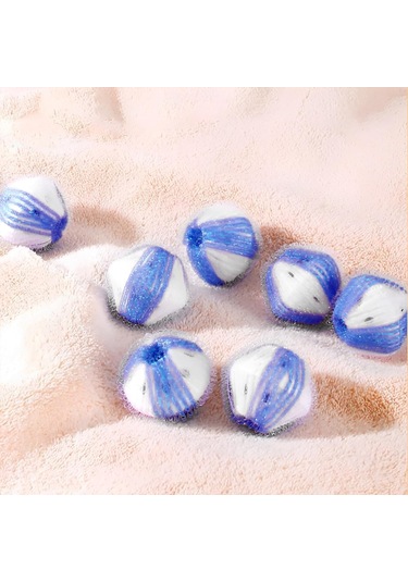 Springsun 12'li Tekrarlı Kumaş Tüylü Toplar - Çamaşır Makinesi İçin Kedi/köpek Tüyü Ve Kir Trap Edici Temizlik Topları Beyaz-mavi + Beyaz-sarı