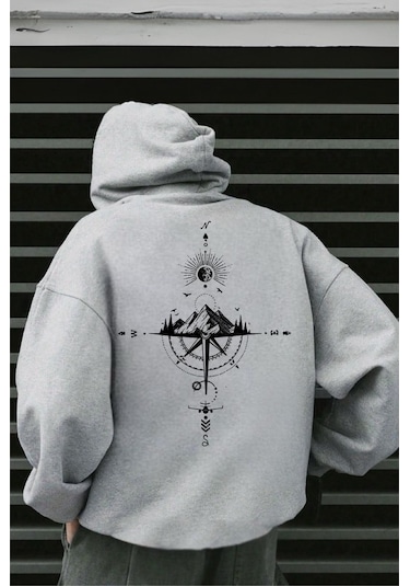 Compass Sırt Baskılı Pamuklu Erkek Sweatshirt 001