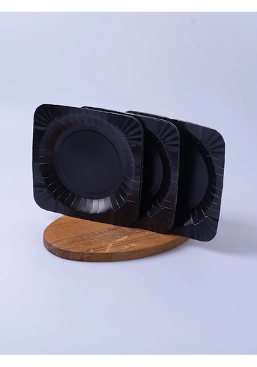 Laren Kağıt Tek Kullanımlık Tabaklar 100 Adet 412253347 Siyah