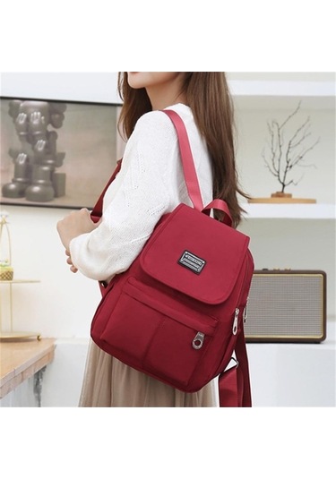Luckydog Kırmızı Sırt Çantası Rahat Moda Kadın Yaz Yeni Öğrenci Seyahat Sırt Çantası Kadın Oxford Bez Çanta 28cm 12cm 38cm Kı Kırmızı