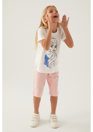 Frozen Gril Krem Kız Çocuk Kapri Takım 5274-42771 Krem