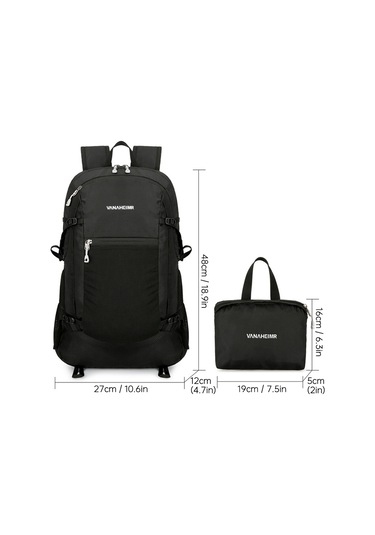 Teltree Hafif Katlanabilir Su Geçirmez Sırt Çantası - Erkek Ve Kadınlar İçin Gezi, Kamp Ve Bisiklet Siyah