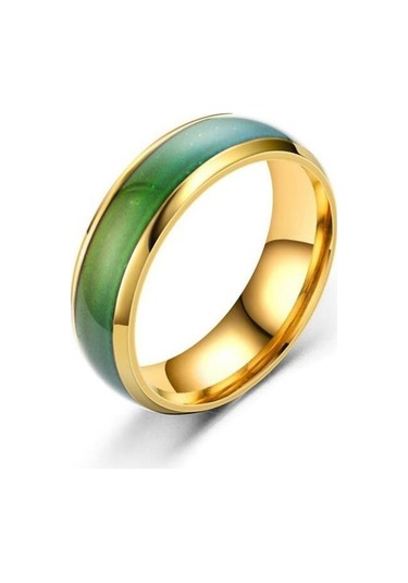 Novahub Altın Sıcaklık Ve Renk Değişimi Yüzük Avrupa Ve Amerika Moda Renkli Çift Yüzük Pop El Aksesuarları 9 Altın - 9 Altın