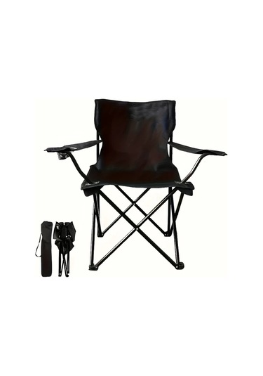 Gateesat Siyah Hafif Katlanır Plaj Sandalyesi Taşıma Çantası Ve Bardaklık Dayanıklı Çelik Siyah