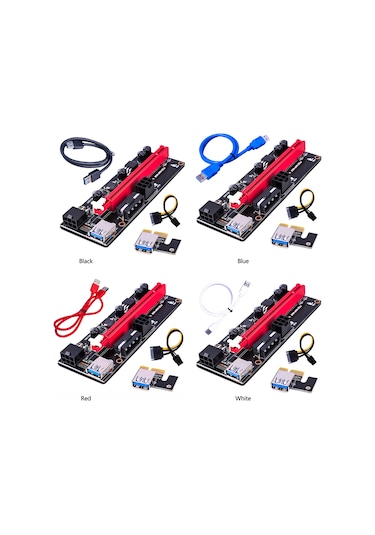 Mufunye Pcıe 1x'den 16x'e Gpu Adaptörü, 4pın+6pın Grafik Kart Arayüzü, Usb 3.0 Kablolu, Dikey-yatay Bağlantı, Tüm Kasalara Uygun Siyah Genişletici Kartı