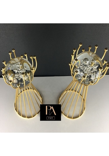 Gold G 2'li Ofis Metal Aksesuar Biblo Ev Salon Dekorasyon Obje