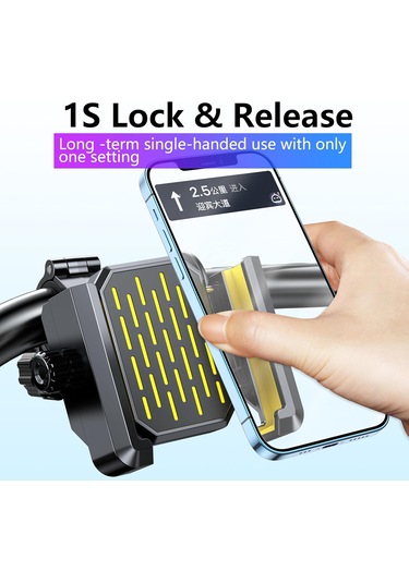 Bisiklet-motosiklet Telefon Tutucu Gidon Uyumlu Sarı 360 Ayarlı