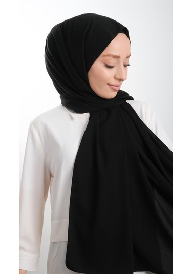 Siyah Medine Ipeği Şal Medine Ipeği Düz Klasik 202103_01 Siyah