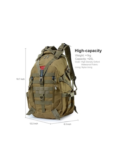 Jsm J012 25l Büyük Kapasiteli Kamuflaj Sırt Çantası Haki Haki Yeşili