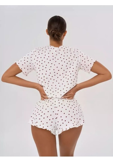 Mode Suraya Kalpli Kısa Pijama Takımı Ev Giyimi 249355925 Beyaz