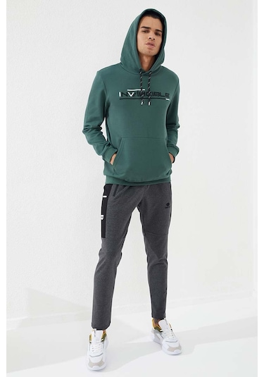 Tommy Life Yeşil Kanguru Cep Standart Kalıp Kapüşonlu Erkek Sweatshirt - 87883 Yeşil