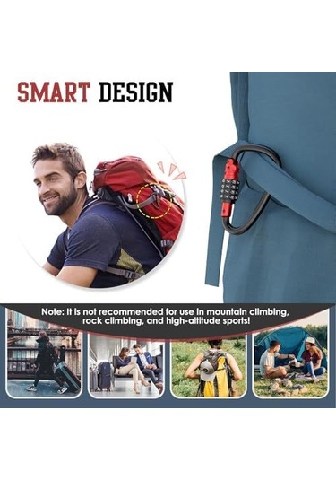 Moveevo Kırmızı Çok İşlevli Taşınabilir Montaj Kilit, Bisiklet-elektrikli Araç-kask-koli İçin Şifreli Askı Kilit