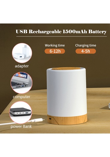 Reedark Rgb Dokunmatik Gece Lambası - Zamanlayıcı, Usb Şarjlı, 7 Renkli Ev Odası Stüdyo Işığı Beyaz