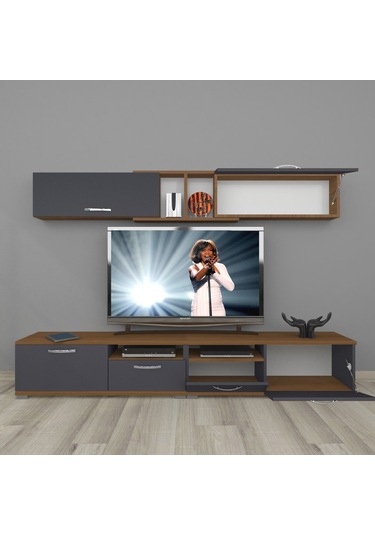 Decoraktiv Eko 5220 Mdf Tv Ünitesi Tv Sehpası Ceviz - Antrasit