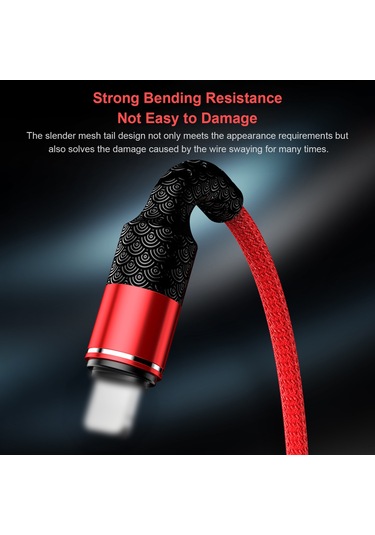 Hombey 1.2 Metre Kırmızı 3'lü Usb Şarj Kablosu - Lightning, Type-c Ve Micro Usb Uçları İle Yüksek Hızlı Veri Transferi Ve Şarj