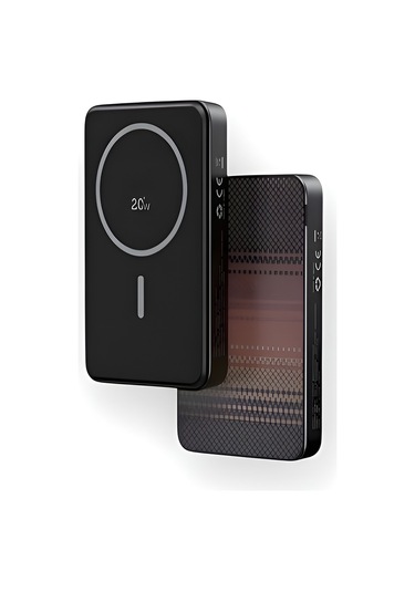 20w Hızlı Şarj Magsafe Powerbank 5000mah Taşınabilir Şarj Cihazı Type-c Giriş/çıkış Siyah