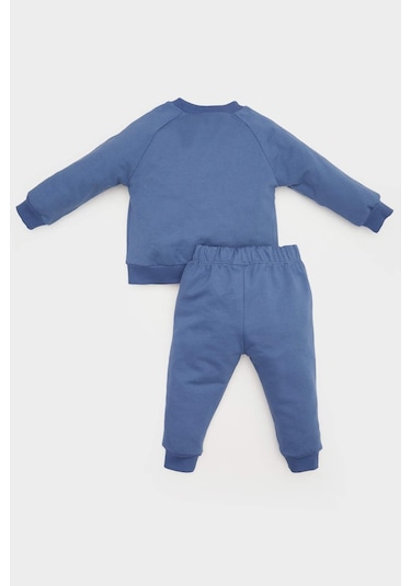 DeFacto Erkek Bebek 2'li Takım Baskılı Sweatshirt Esnek Belli Eşofman Altı D2599A525SPBE341 Mavi DeFacto Erkek Bebek 2'li Takım Baskılı Sweatshirt Esnek Belli Eşofman Altı D2599A525SPBE341 Mavi