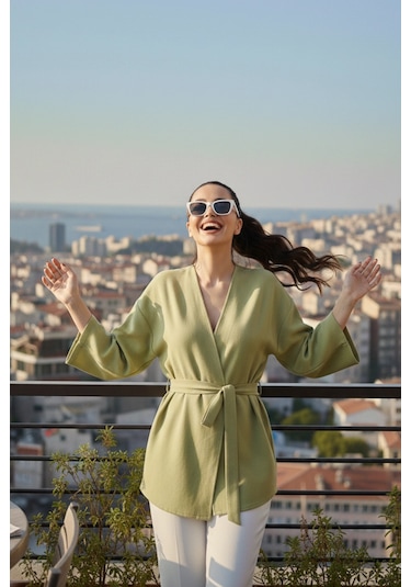Kadın Kuşaklı Kimono 1177 Yeşil