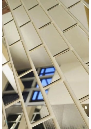 Dekoratif Ayna Tuğla Desenli Gümüş Pleksi 10 Adet 5x20cm Gümüş