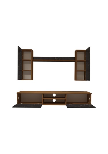 Decoraktiv Eko 7 Mdf Dvd Tv Ünitesi Tv Sehpası Ceviz - Siyah Mermer