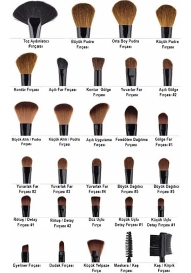 Fontenay Silindir Makyaj Fırça Seti 12'li Set Siyah Renk