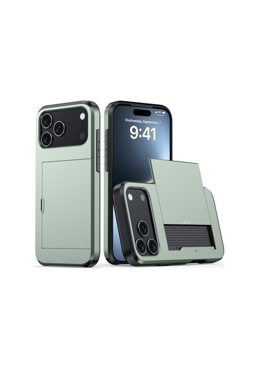 Snapbuy, İphone Uyumlu İçin Kredi Kartı Bölmesi Olan Cüzdan Kılıfı  İphone Uyumlu 16e Asker Yeşili