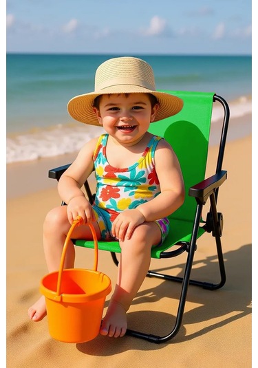 Exent 140 Kg Kapasiteli Katlanır Kamp Sandalyesi Ve 2-6 Yaş Lüx Çocuk Piknik Sandalyesi-yeşil Kırımızı