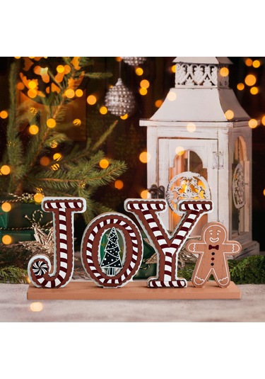 Suntek Yılbaşı Ahşap Masa Dekorasyonu Tatil 28x5x13cm-sevinç