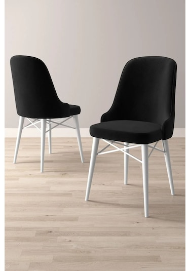 Sar Pakete Almira Serisi, Beyaz 80x132 Açılabilir Mdf Mutfak Masası Takımı 4 Adet Sandalye Siyah