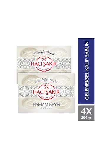 Hacı Şakir Hamam Keyfi Saf Geleneksel Beyaz Sabun 4 x 200 G 2'li