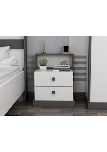 Life Komodin Beyaz - Antrasit Beyaz-antrasit