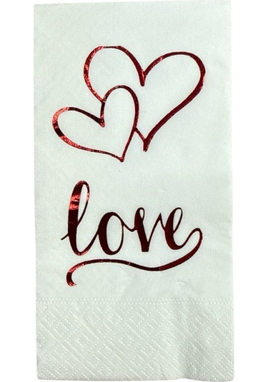 Peçete Love Kırmızı Varaklı 16 Adet Diğer