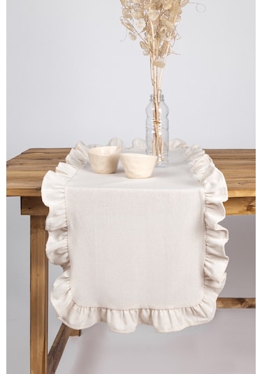 Wellstil Rufle Fırfırlı Keten Runner 40 x 110 CM