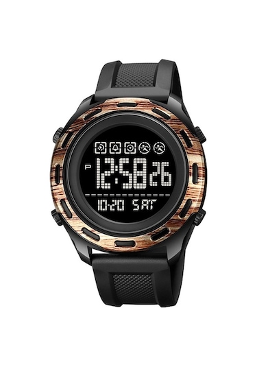 Skmeı 1872 Paslanmaz Çelik Tokalı Pu Kayış Su Geçirmez Elektronik Saat, Kadran: Siyah Gül Altın Kahverengi Kahverengi