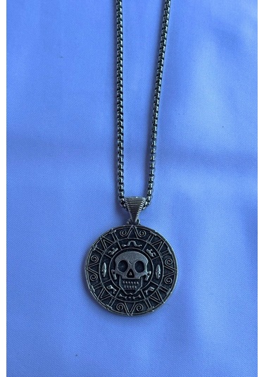 Kuru Kafa El İşçiliği Paslanmaz Çelik Zincir Erkek Kolye Gümüş