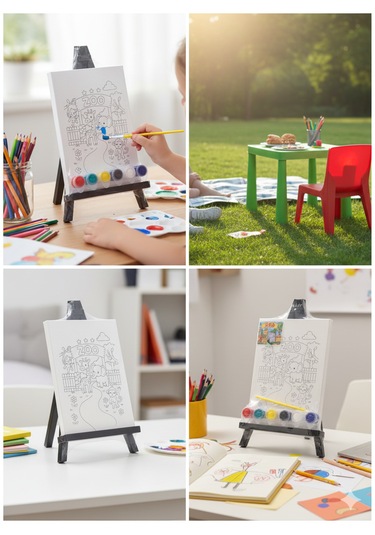Ark Çizimli Pres Tuval Seti 18 X 24 Cm Akrilik Boya + Fırça