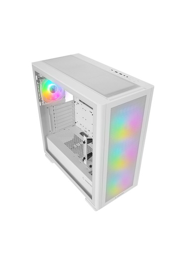 Rampage Vanguard V2 Beyaz Mesh Easy Temperli Cam Type-C Rgb Fan + Hub E-Atx Big-t Gaming Kasa