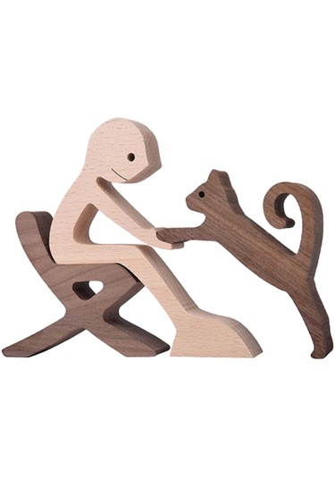 Suntek Ahşap Oyma Tahsil Figürler Köpek Sevgilisi Stil-a