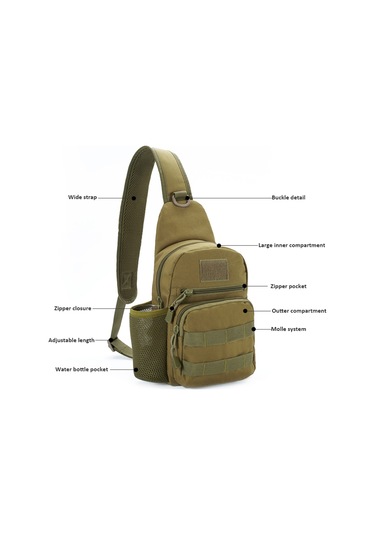 Youtek Unisex Askılı Çanta - Kamuflaj Desenli, 600d Oxford, Çoklu Cep, Su Flasör Çantası, Dağcılık-siklet İçin, Büyük Kapasite Yeşil