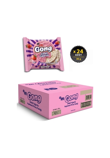 Gong Çilekli Yoğurtlu Kaplamalı Pirinç Patlağı 30 G X 24 Adet