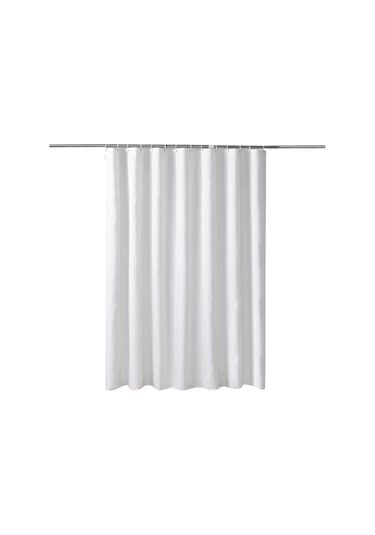 Tenfowee Beyaz Kalın Poliester Banyo Perdesi - Su Geçirmez Mantar Koruyucu 120x180 Cm 8 İğne İle Set Beyaz