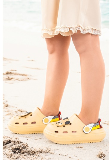 Kiko Kids Twg 755-1 Plaj Havuz Eva Kız Çocuk Terlik Bej