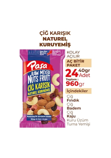 Paşa Kuruyemiş Çiğ Karışık Naturel Kuruyemiş 24 x 40 G
