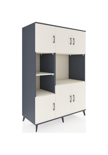 Kronos Dolap 9 Raflı 6 Kapaklı 132x59x195 Antrasit-aytaşı/aytaşı Antrasit