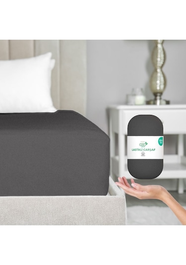 Home Eco Lastikli Çarşaf %100 Pamuk Tek / Çift Kişilik Ekonomik Serisi Oeko-tex Sertifikalı Antrasit