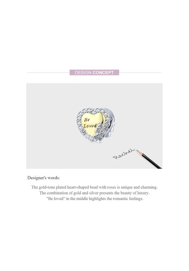 Wostu Kaplama Altın Gül Çelenk Kalp Şeklinde 925 Ayar Gümüş Göz Alıcı Boncuk Fit Orijinal Bilezik Bileklik Dıy Güzel Takı Altın - Gümüş