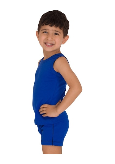 The Don Saks Mavi Renk Ribana Erkek Çocuk Şort Takımı