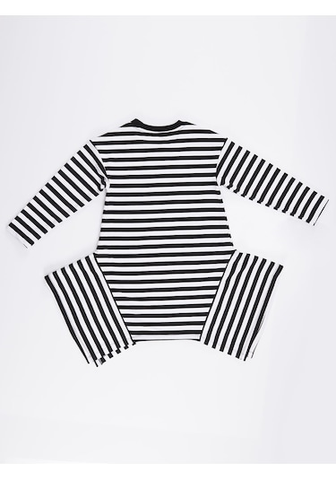 Denokids Mushi Stars Stripe Kız Elbise Siyah